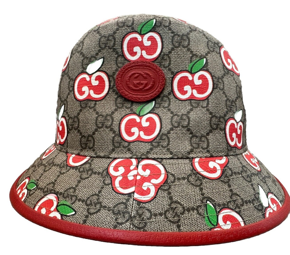 Gucci Apple Print GG Bucket Hat Fedora Pomme Size XS (55cm