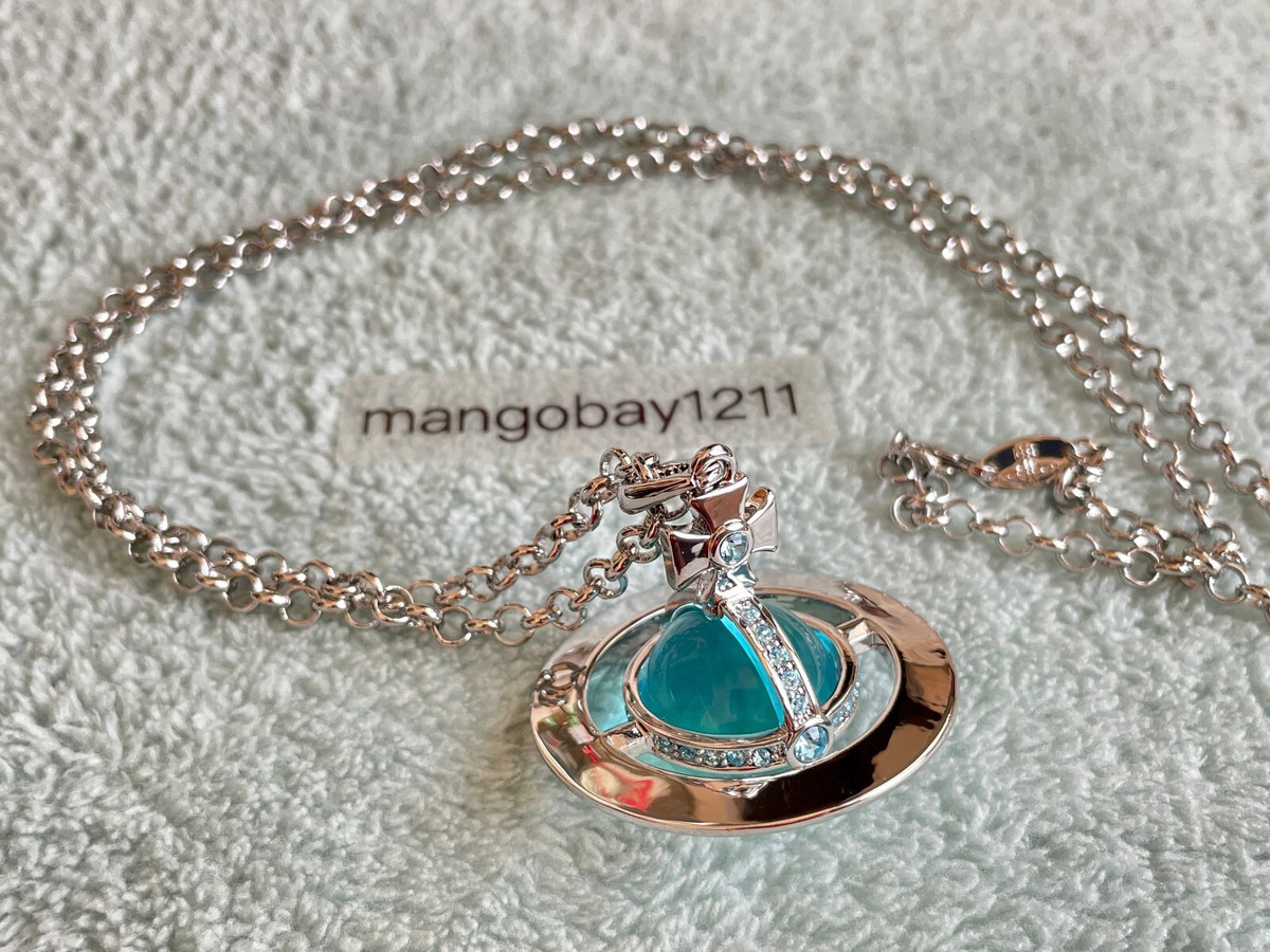 Vivienne Westwood Silver Light Blue 3D Big Orb Pendant Necklace | eBay