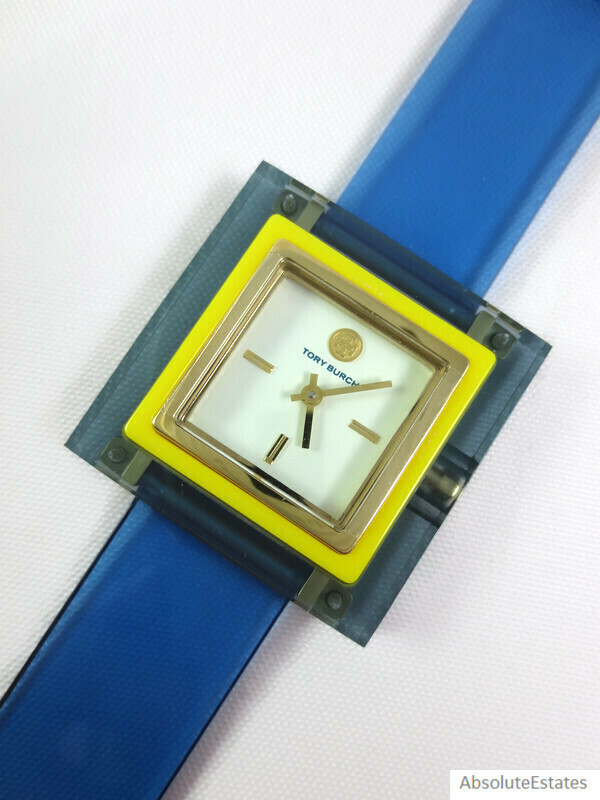 NEW Tory Burch Sedgwick TBW3103 Blue Yellow Gold Acetate