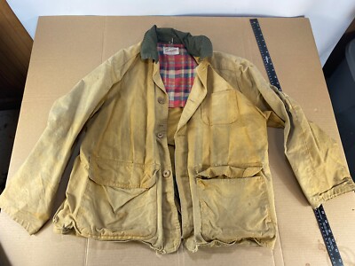 Vintage 50s 60s Hunting Jacket Coat Khaki Canvas Shooting Bird