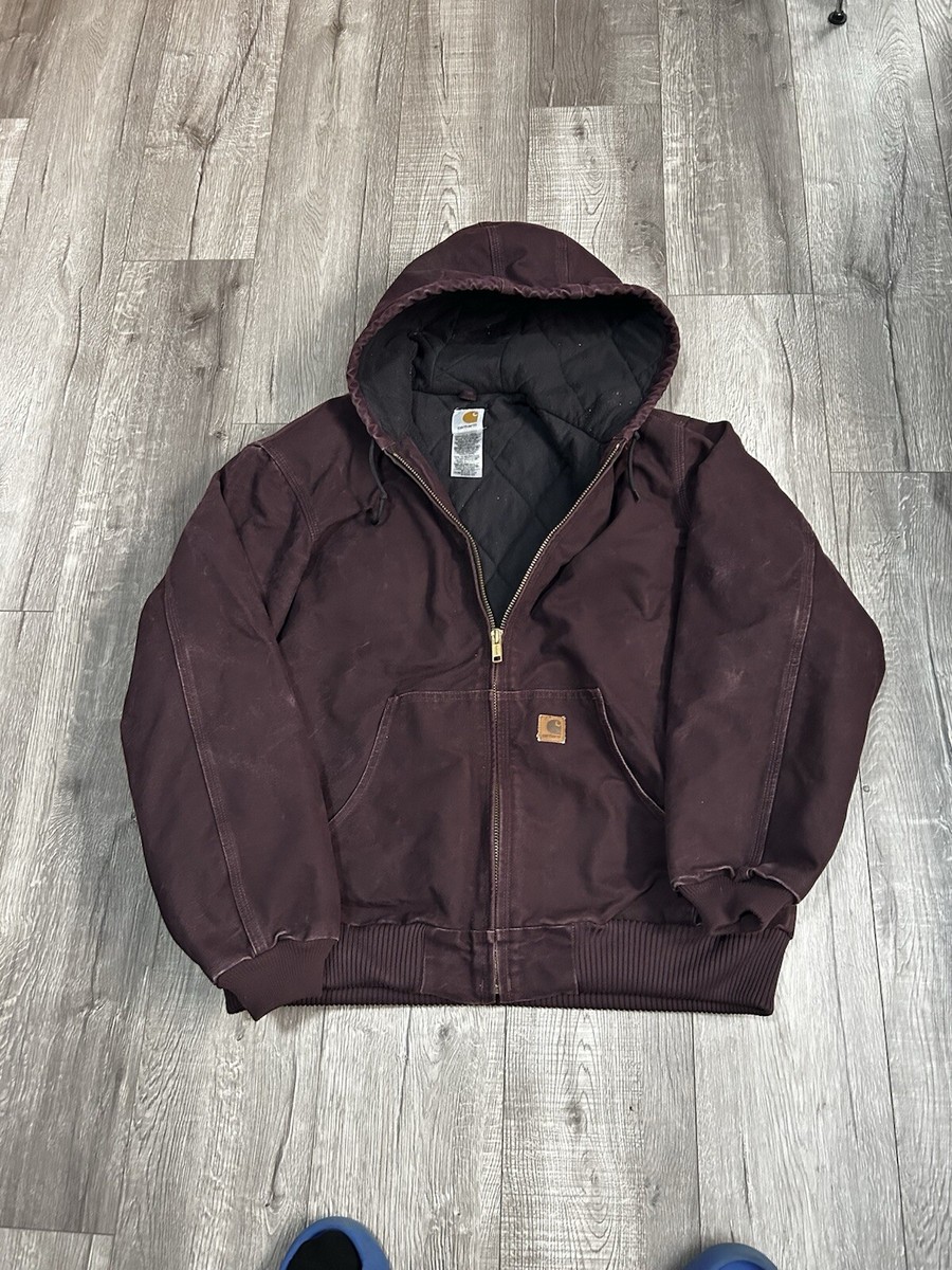 Carhartt J130 DWN Dark Wine Crimson Lined Burgundy Hooded Work
