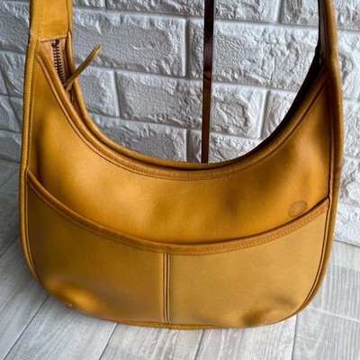 Vintage Coach Ergo Leather 9033 Shoulder Bag Mustard Yellow Made