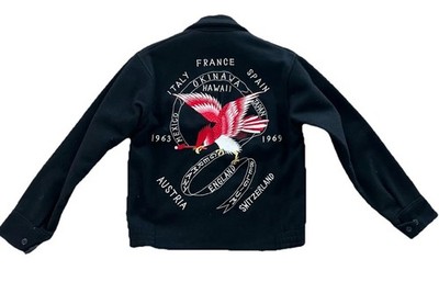 Vintage 1960s Sukajan Souvenir Jacket Wool Okinawa Italy Hawaii