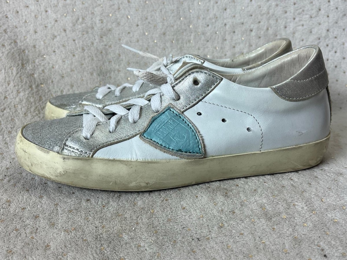 Philippe Model Paris PRSX Distressed Sneakers White/Green/Gold
