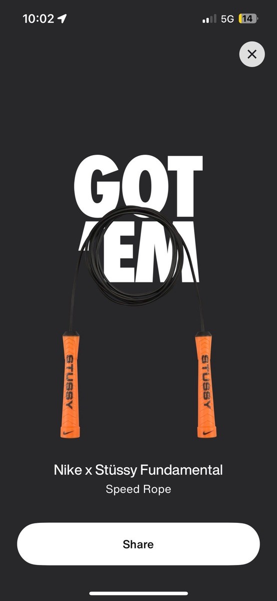 NEW Stussy x Nike Speed Rope Safety Orange In Hand 100% AUTHENTIC