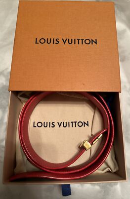 LOUIS VUITTON LV Belt Monogram Brown/Red 90/36 | eBay