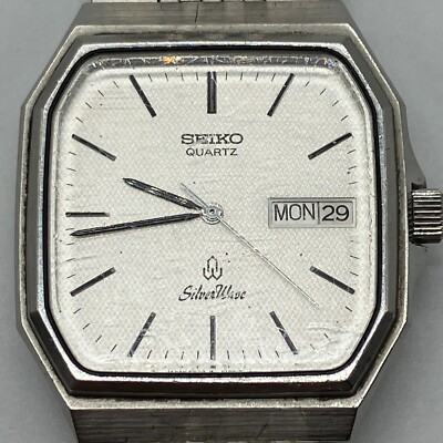 Seiko 5933-5120 Silver Wave Men's Quartz Watch Stainless Steel