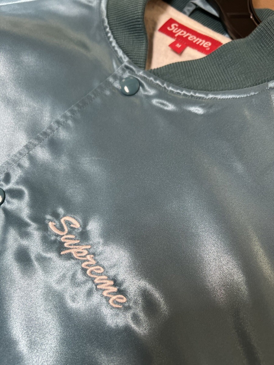 PRE OWNED SUPREME X BETTY BOOP SATIN CLUB JACKET SZ M SS16 LIGHT