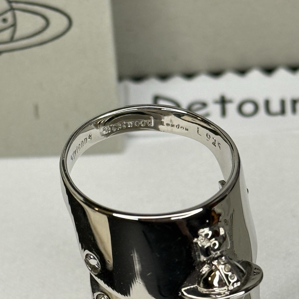 Vivienne Westwood Silver Metal Armor Ring Size 6-8 WITH BOX | eBay
