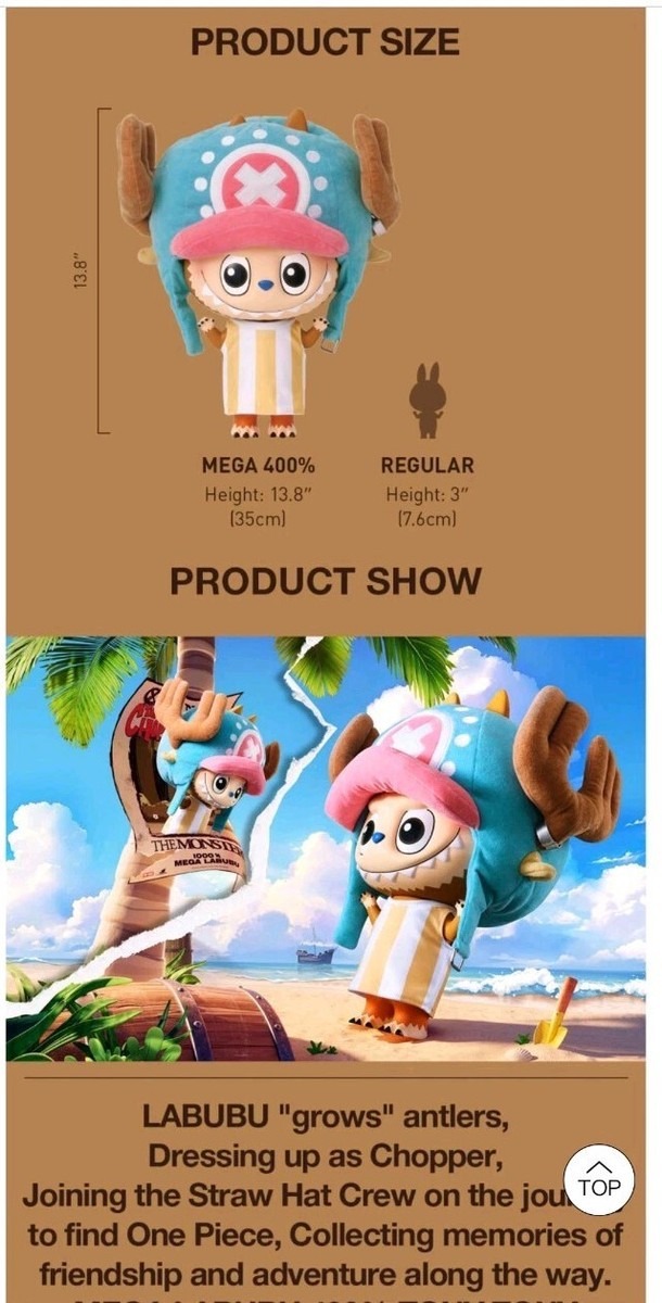 Authentic Popmart MEGA Labubu 400% TONY TONY CHOPPER ONE PIECE | eBay