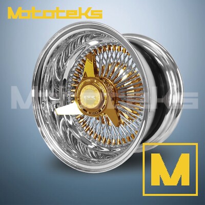 14X6 LUXOR WIRE WHEELS 100 STRAIGHT REV RIM 24K TRIPLE GOLD SINGLE
