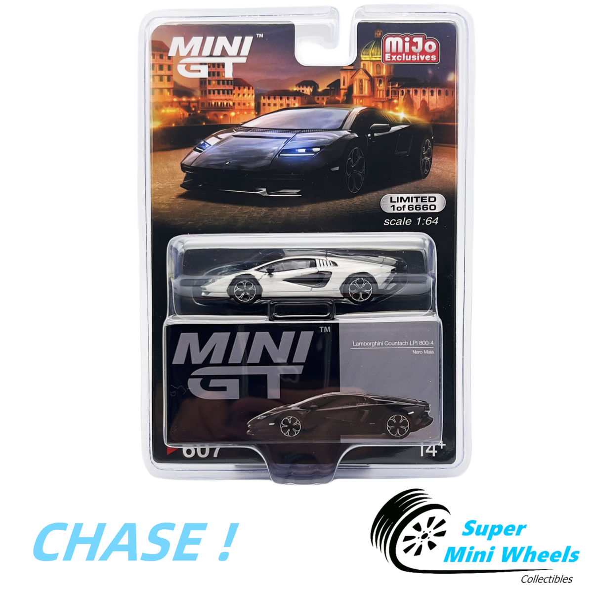 CHASE ! Mini GT 1:64 Lamborghini Countach LPI 800-4 Nero Maia