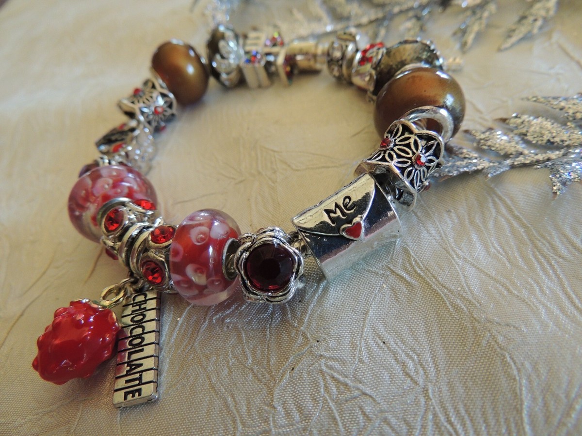 Genuine PANDORA Bracelet CHOCOLATE & STRWBERRY Non-Branded Beads7