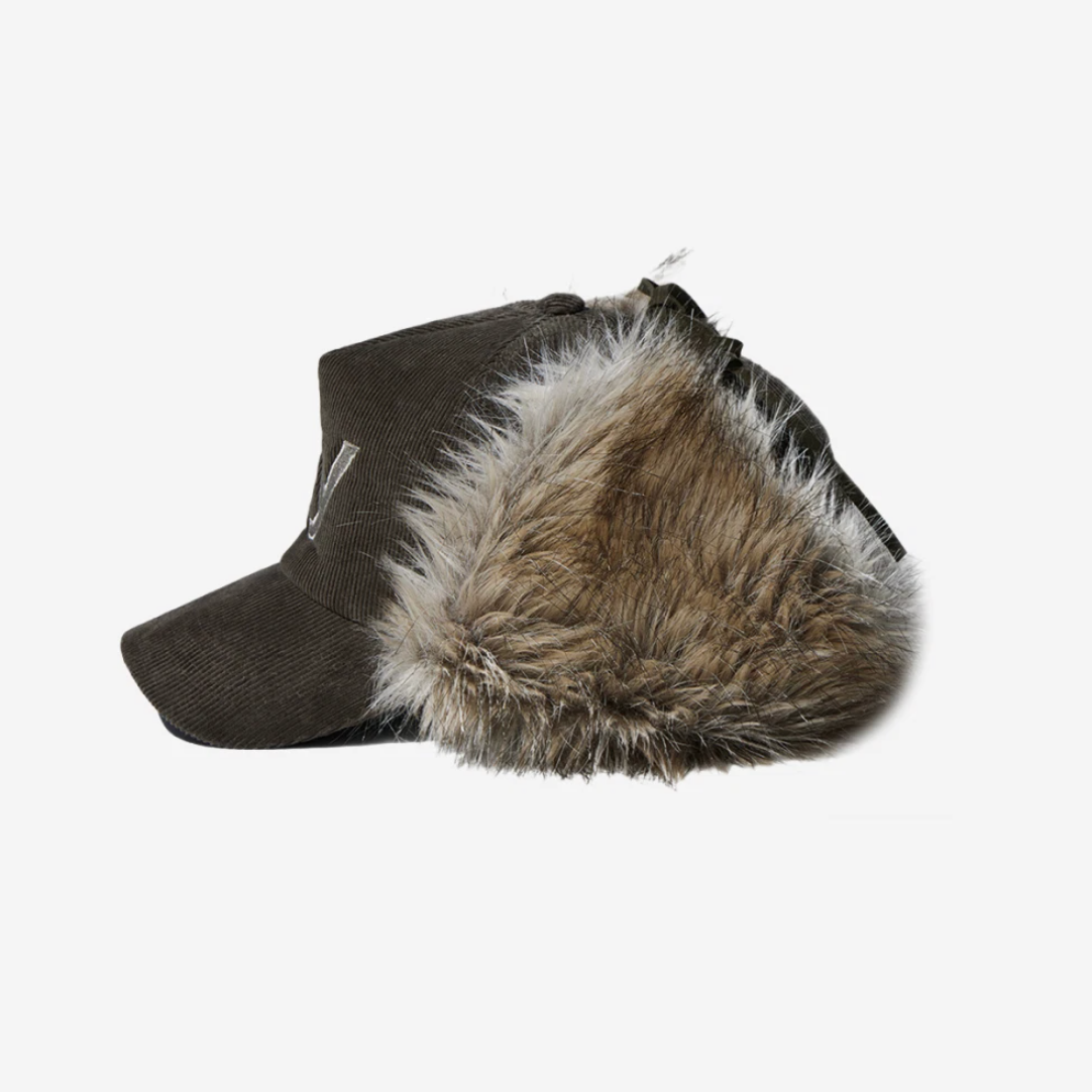 Open Yy Faux Fur Corduroy Earflap Cap Khaki | eBay
