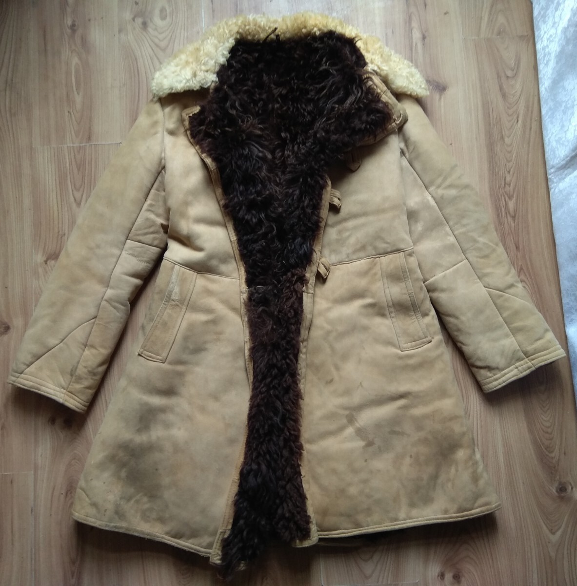 Vintage Soviet Army USSR Uniform Military Sheepskin Coat Bekesha