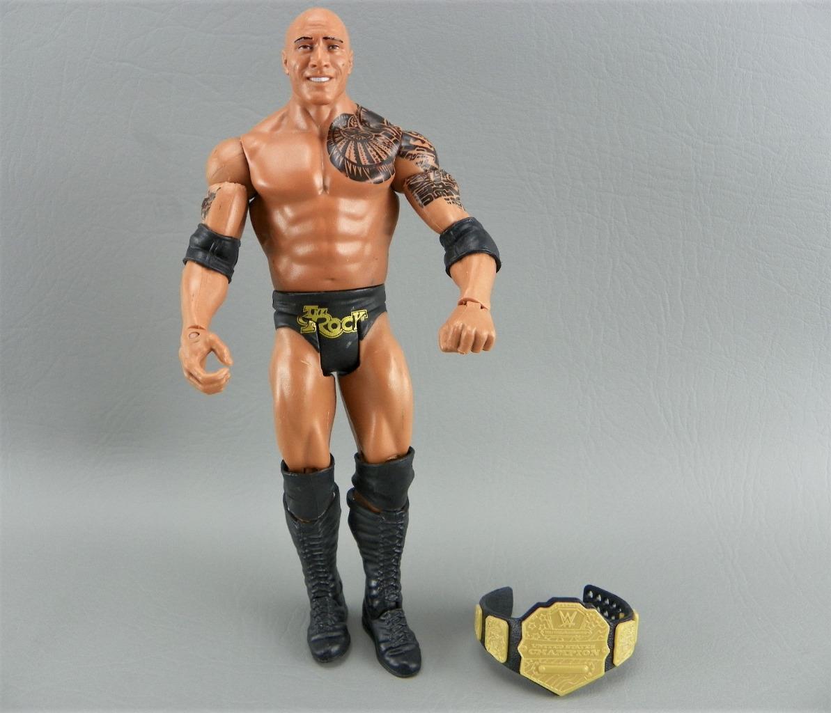 Mattel 2011 WWE WWF Dwayne The Rock Johnson Wrestling Figure w/ US