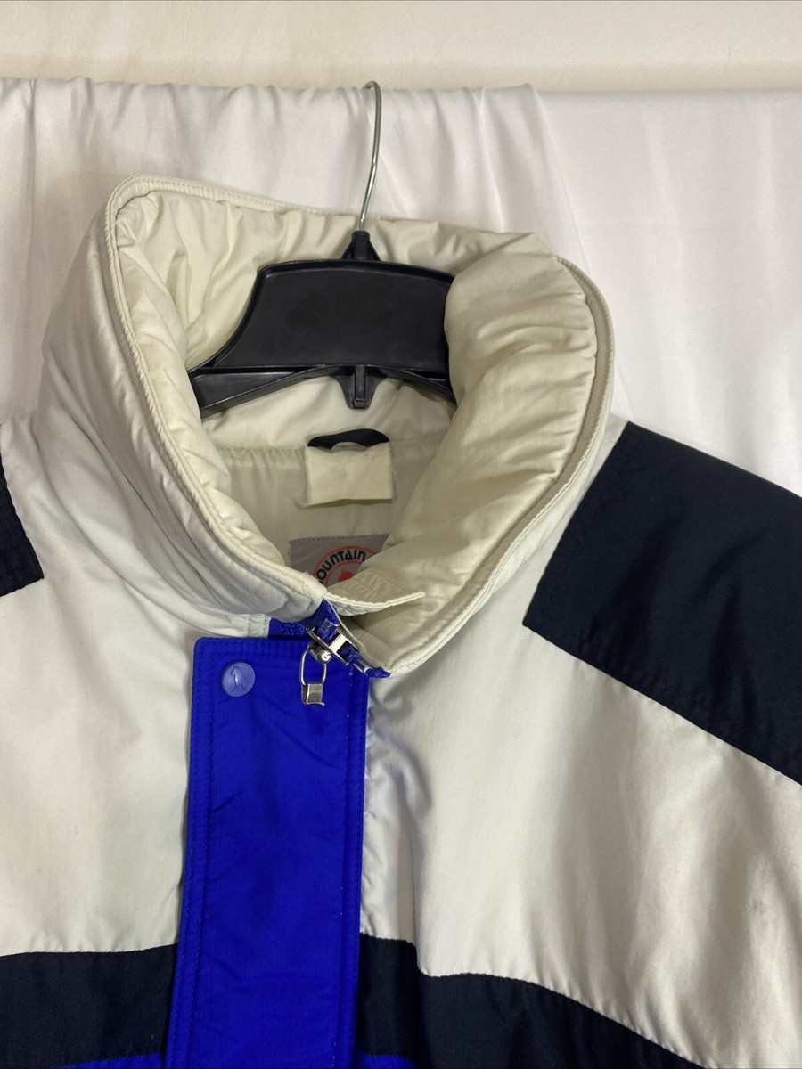 VINTAGE 80s Mountain Goat White Stag Mens Puffer Ski Full Zip
