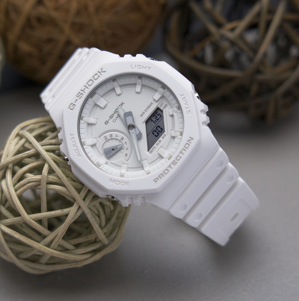 Casio G-Shock GA-2100-7A7 Tone On Tone Analog Digital White