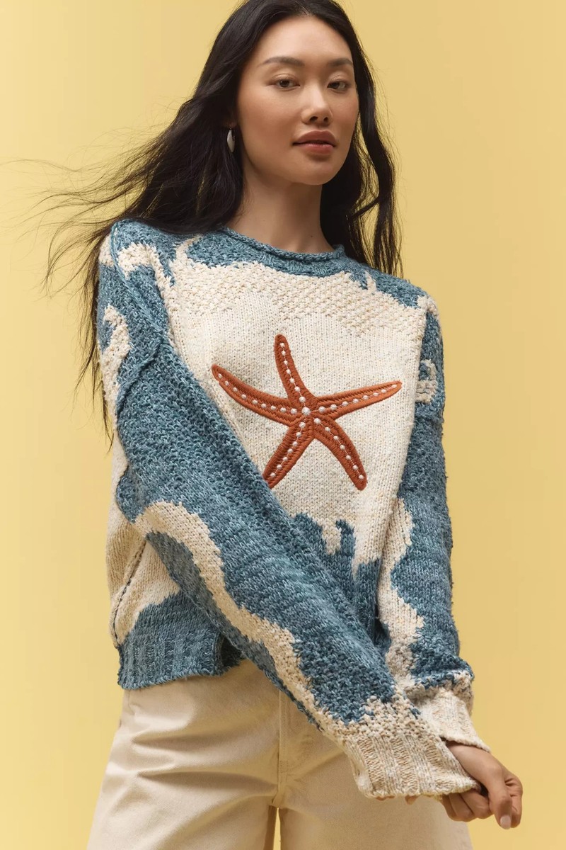 Anthropologie Pilcro Pullover Long-Sleeve Crew-Neck Icon Sweater