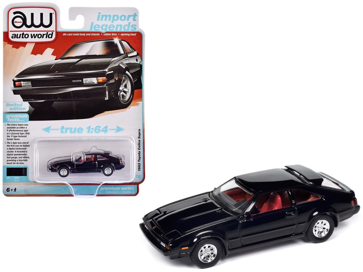 1983 TOYOTA CELICA SUPRA BLACK 1/64 DIECAST MODEL BY AUTO WORLD