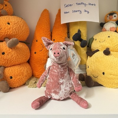 Jellycat Piggy Might Fly Pig BNWT - Retired & Rare - Velvet Shiny