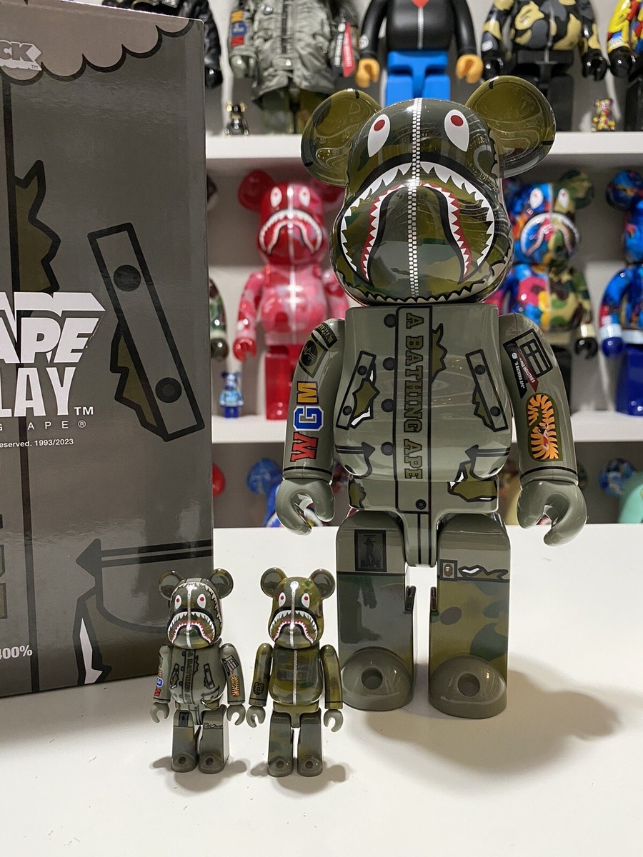 Bape x Alpha Industries 400% 2 100% Bearbrick Camo Shark Be@rbrick