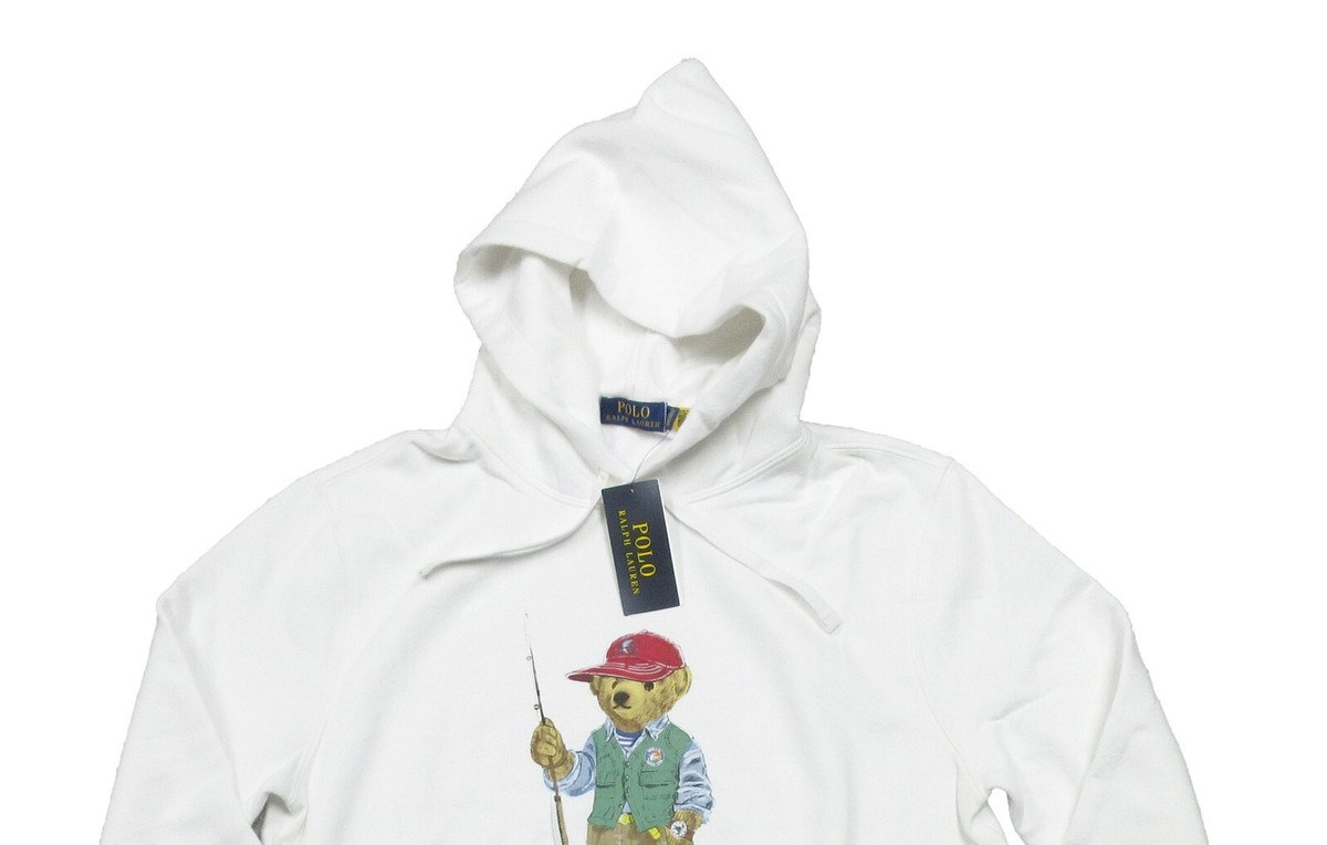 Polo Ralph Lauren Men's White Fishing Polo Bear Fleece Pullover