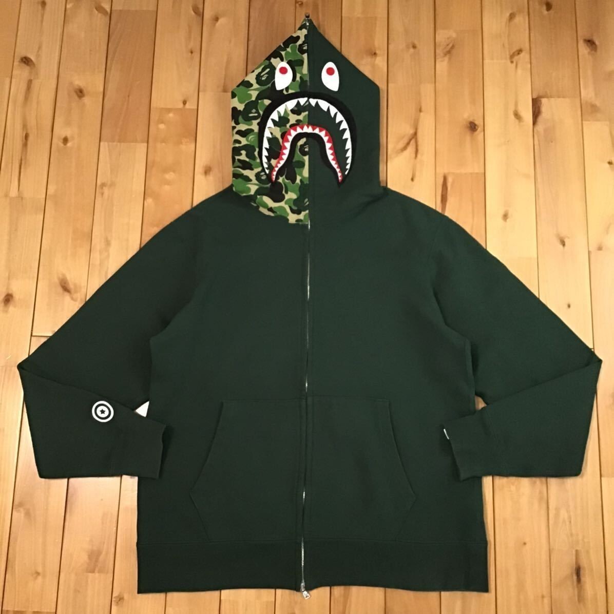 A Bathing Ape BAPE ABC Camo Green × DARK Green Shark Full Zip