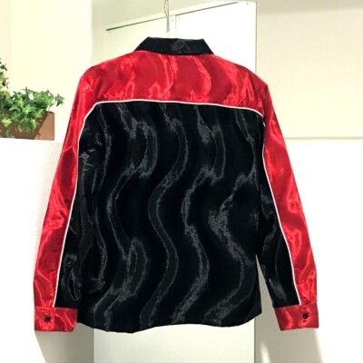 UNUSED SUPREME 18AW Velvet Swirl Work Shirt Long sleeve Red x