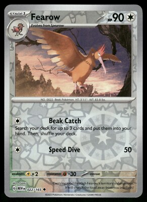 Fearow Reverse Holo NM 022/165 Scarlet & Violet 151 Pokemon Card