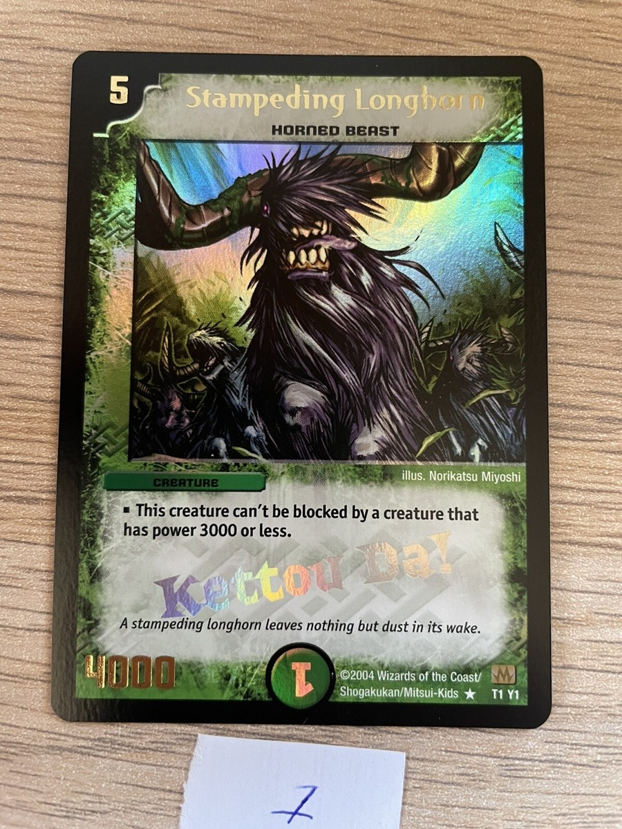 1) RARE Duel Masters stampeding long horn T1 Y1 “Kettou Da