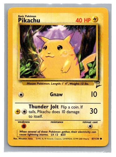 1999 POKEMON - PIKACHU 87/130 - BASE SET 2 #87 - COMMON - PSA 4 VG