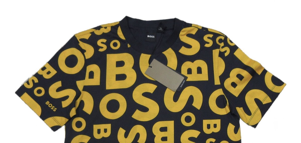 Hugo Boss Black Label Men's Navy Tiburt 295 All Over Logo Crew