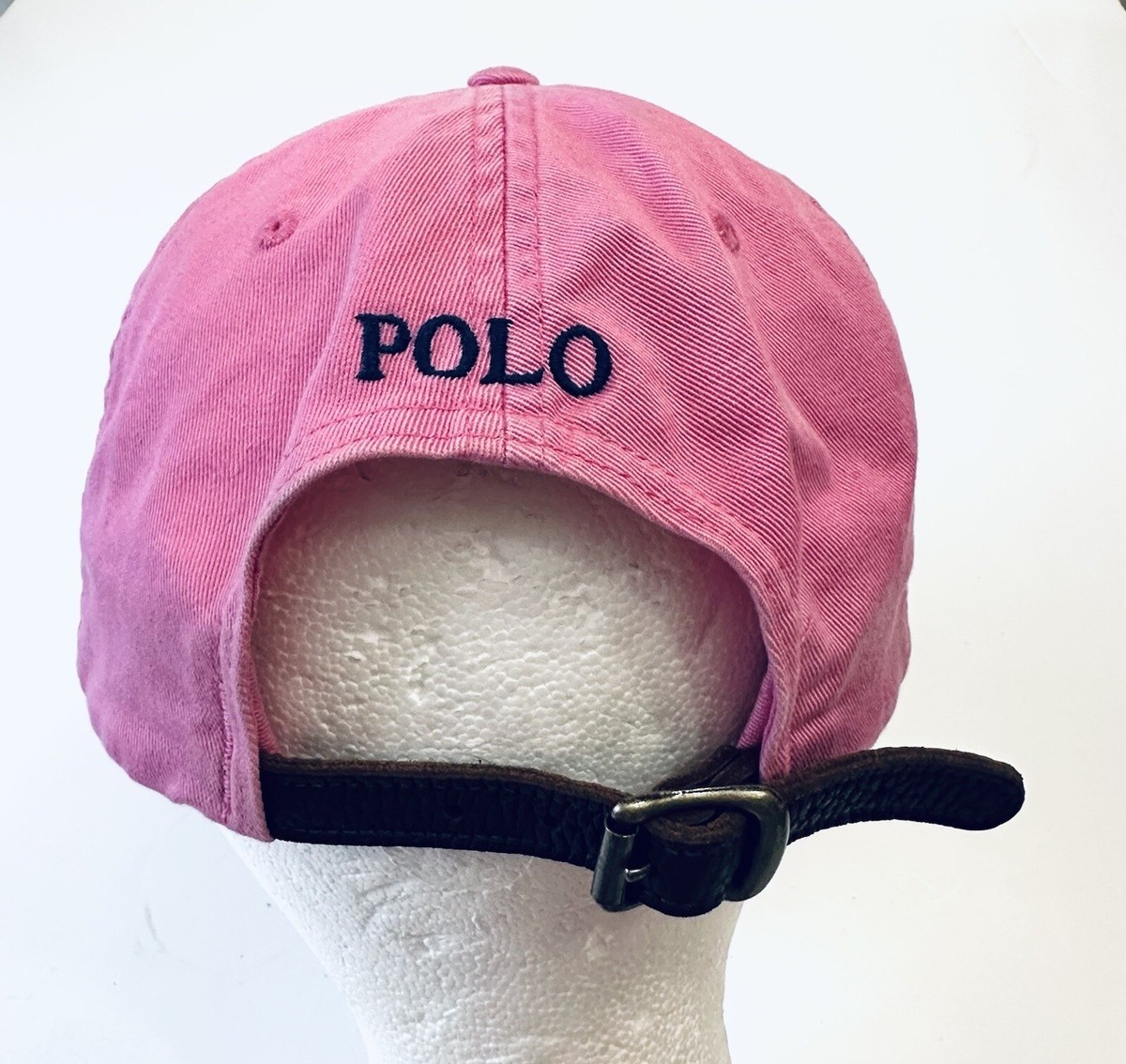 Polo Ralph Lauren Vintage Pink Pony Logo Leather Strap back Hat | eBay