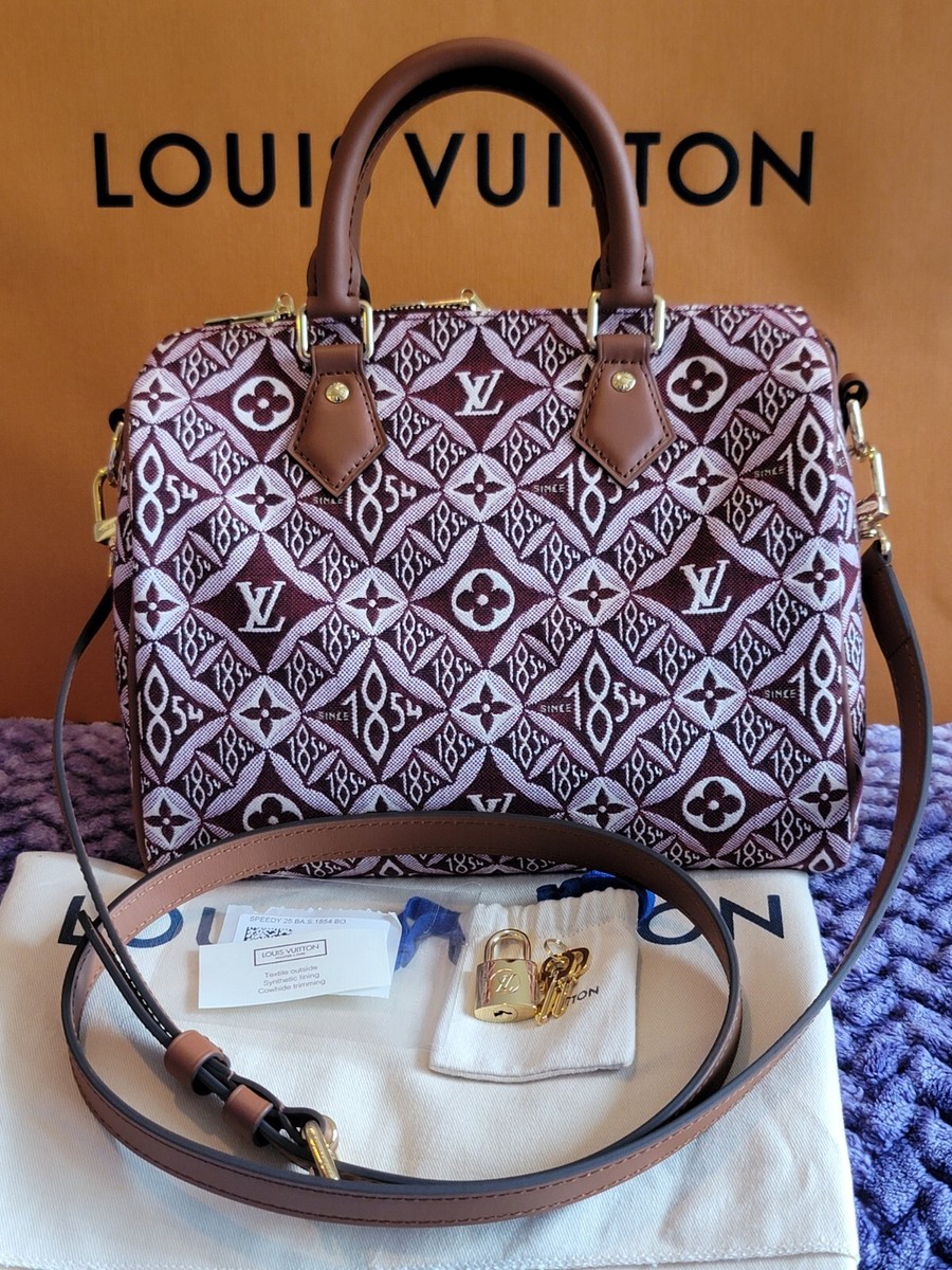 Louis Vuitton Speedy 25 Burgundy Jacquard Bag Giant Monogram 1854