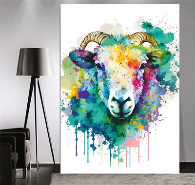 Sheep Colourful Abstract Printed Wall Art Framed Canvas or Poster