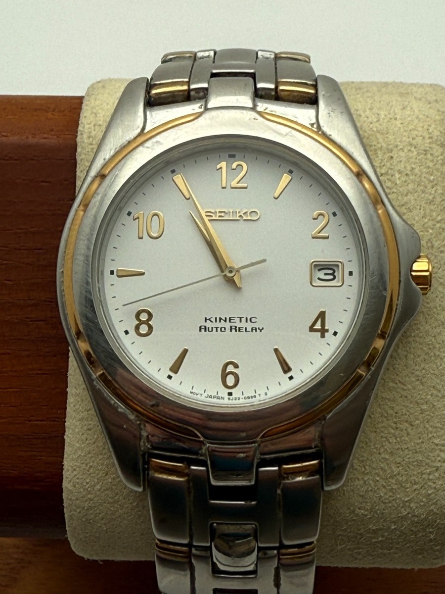 SEIKO Kinetic Auto Relay 5J22-0869 Two-Tone 39mm New Capacitor