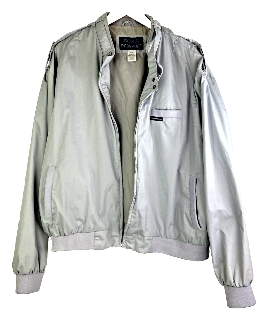 World Travel Club Jacket Gray Bomber Racer Men's Size XXL Memebers