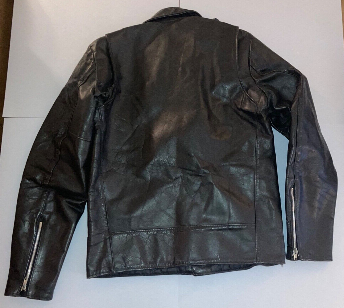 VTG Leather Biker Jacket Sears The Leather Shop Mens 44 X-Tall