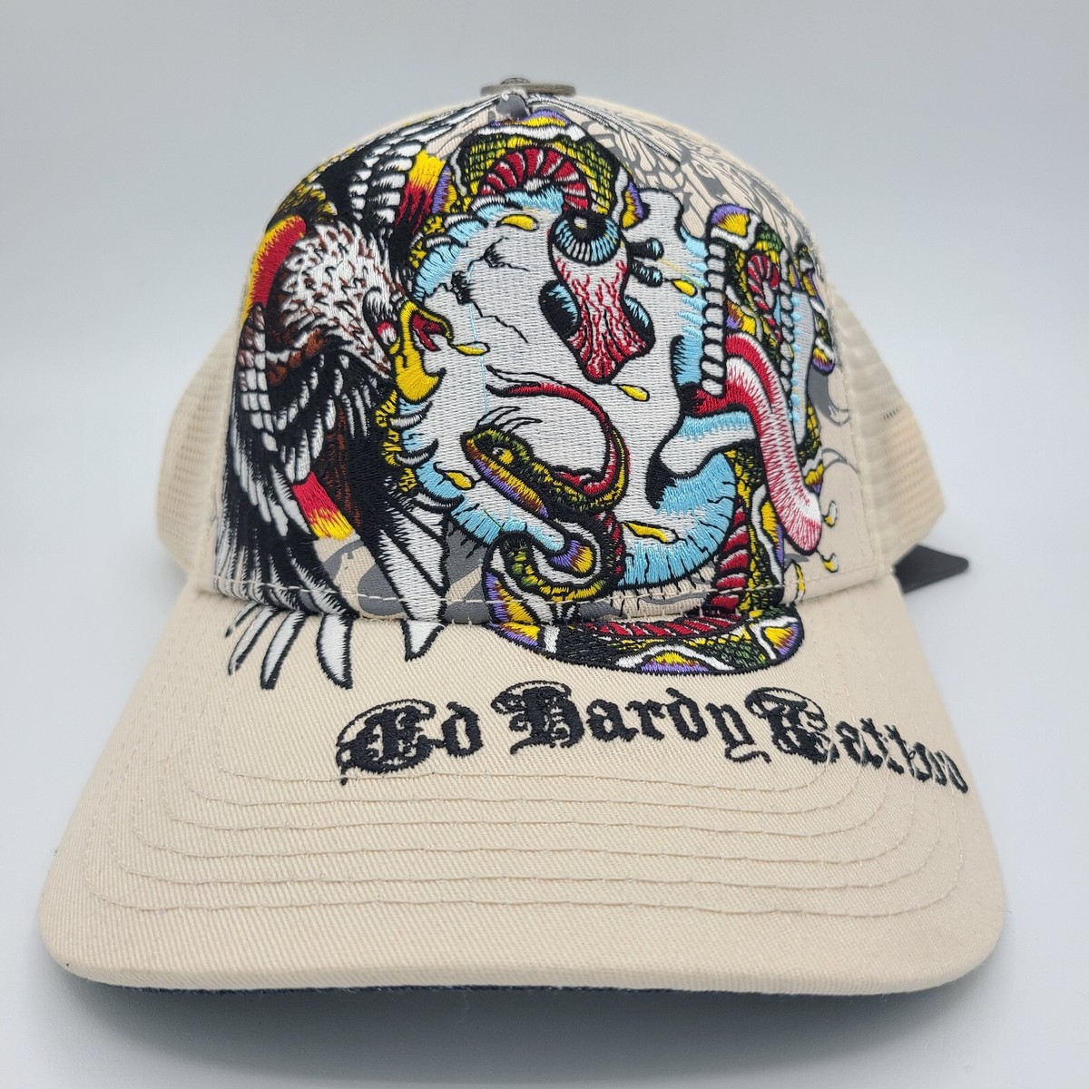 Ed Hardy Hat Snapback Baseball Cap Mesh Tiger Head Snake Eyes