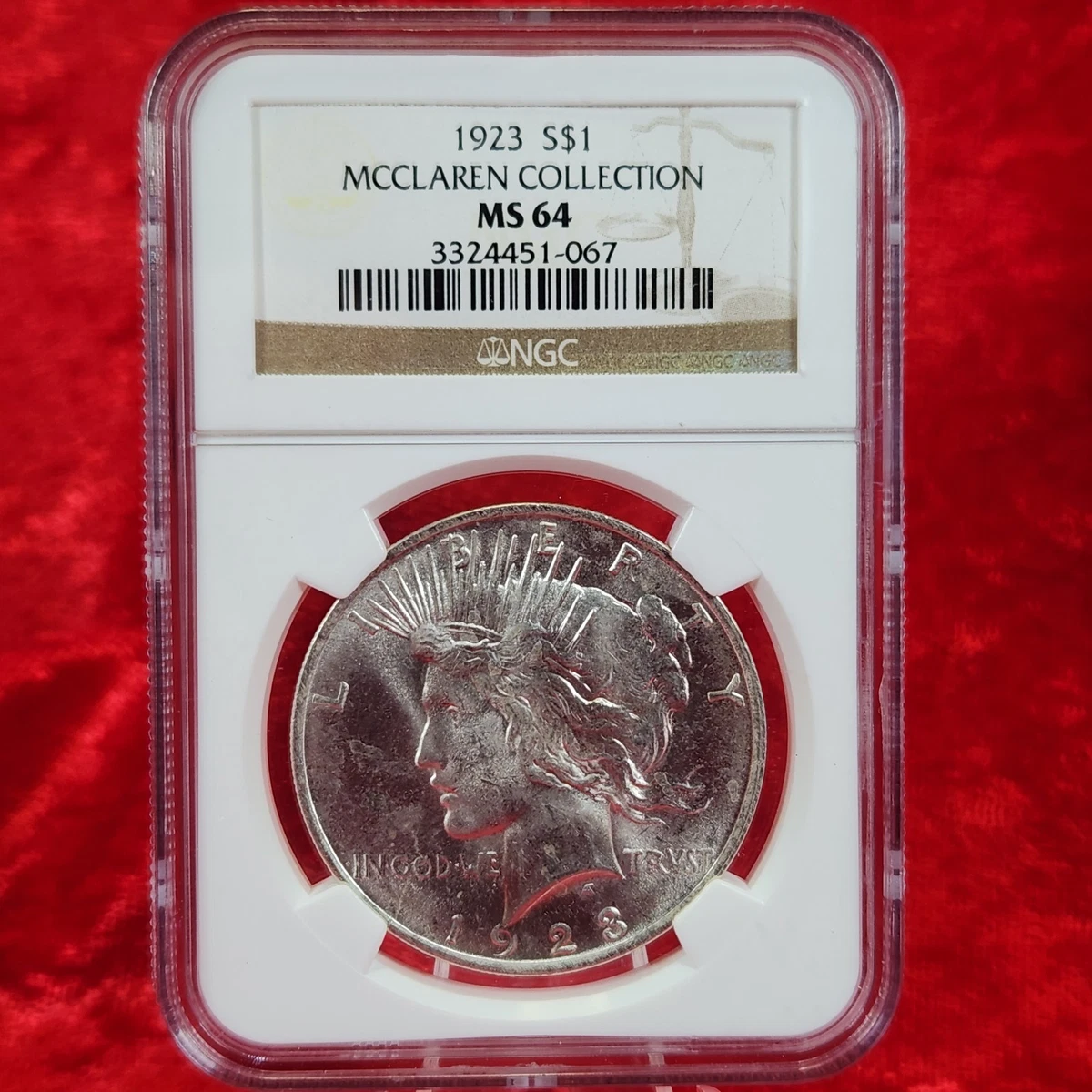 MS 64 Graded 1923 Year NGC Certified Peace Dollars (1921-1935) for