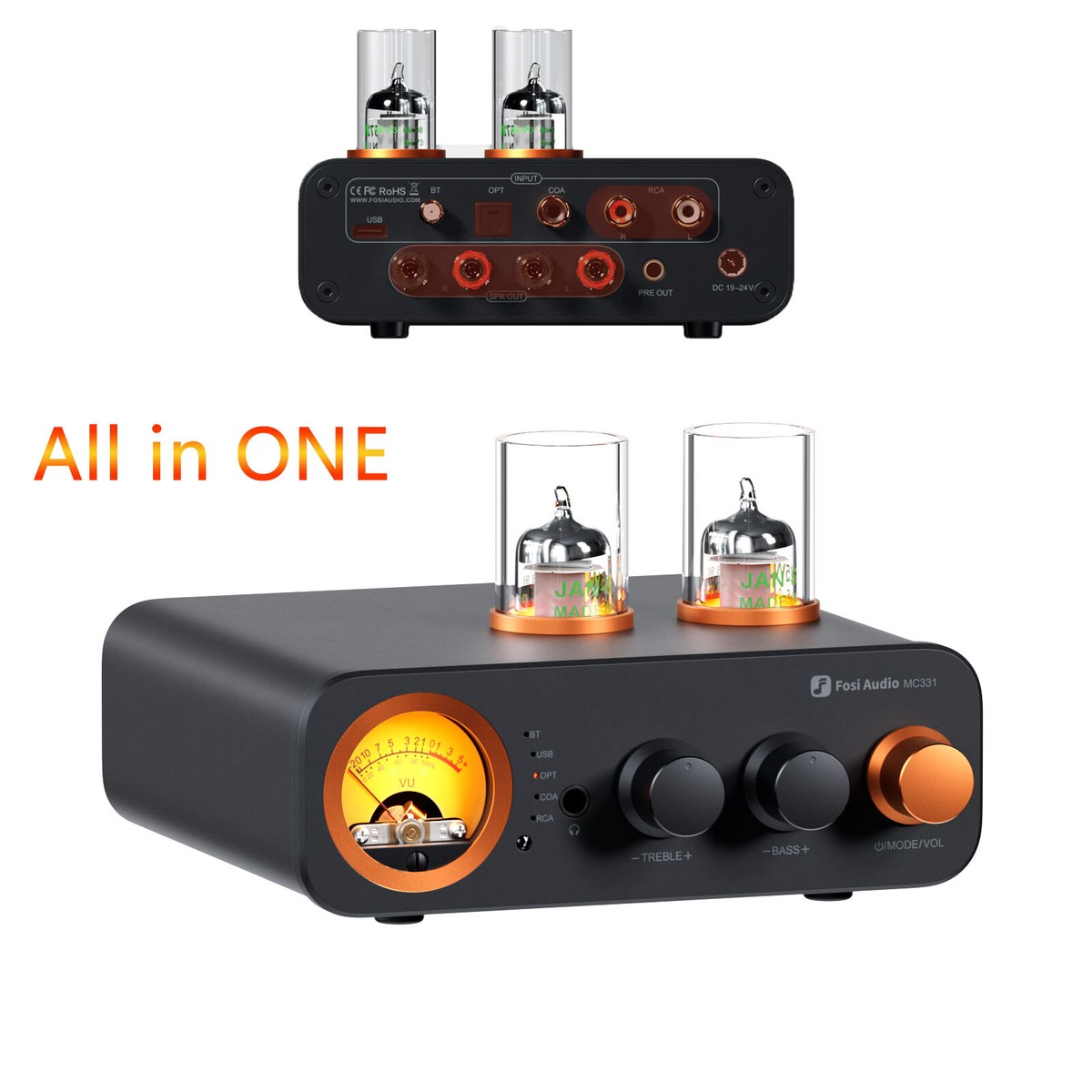 Fosi Audio MC331 Tube DAC Integrated Amplifier, 2CH Home Audio