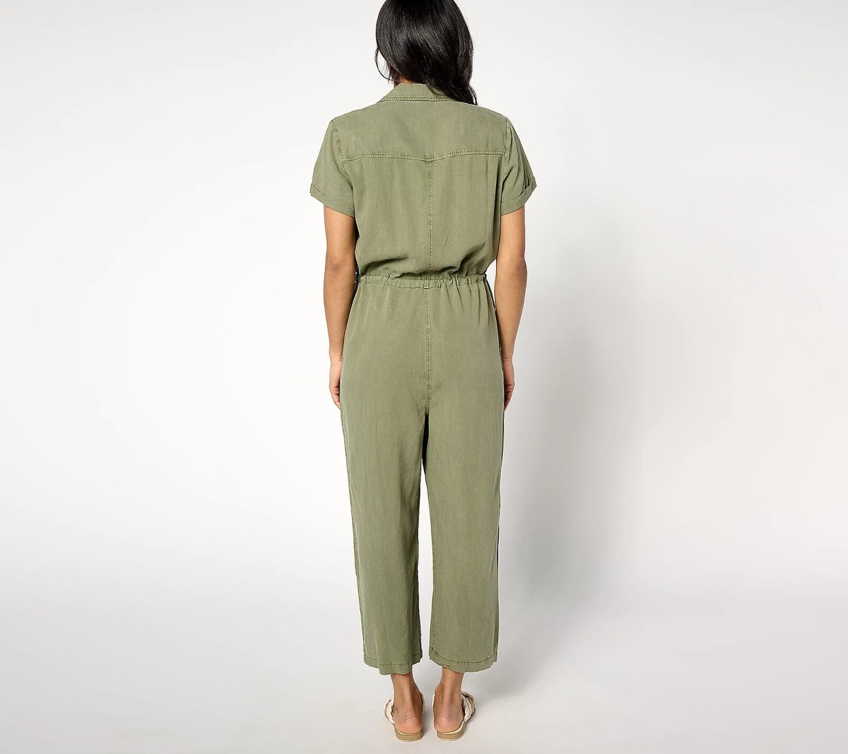 Side Stitch Short-Sleeve Wide-Leg Jumpsuit-Alpine-XL-NEW-A640081