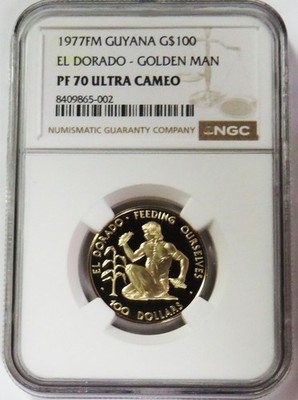 1977 FM GOLD GUYANA $100 EL DORADO - GOLDEN MAN NGC PF 70 UC | eBay