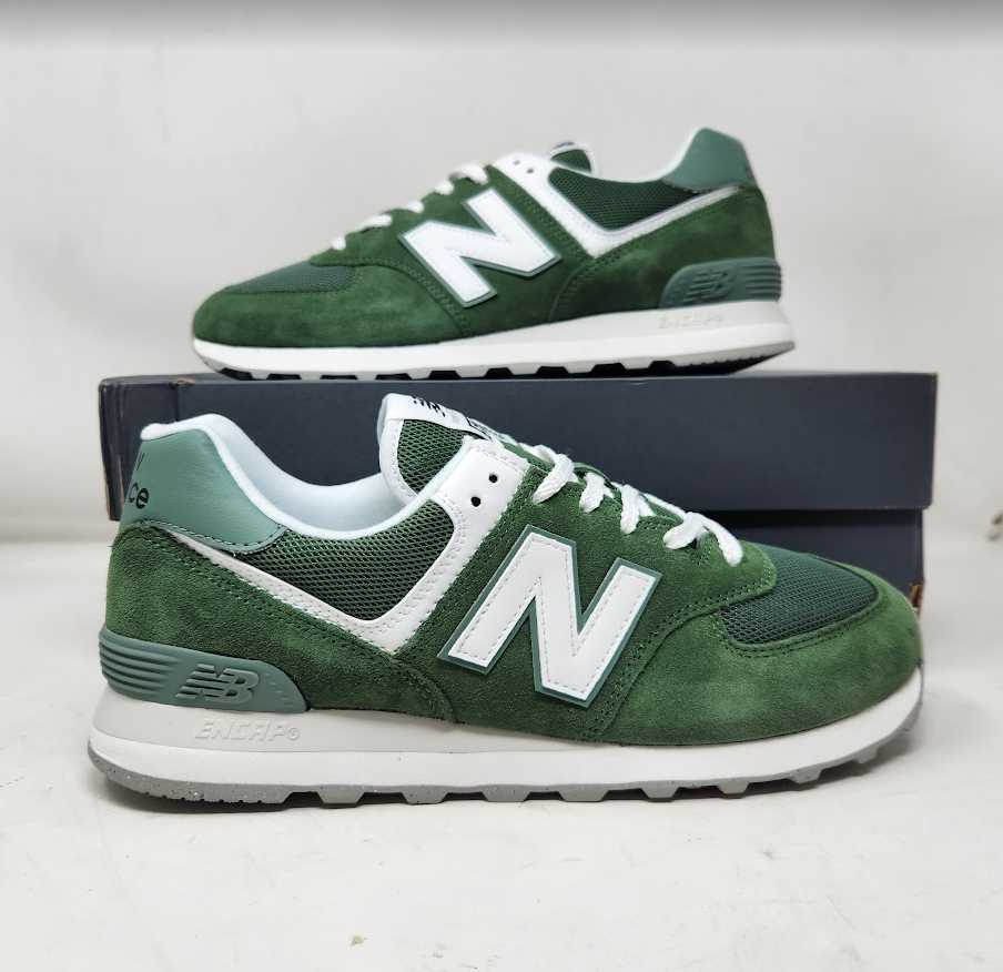 New men's 10 New Balance X J Crew 574 sneakers in Green / White