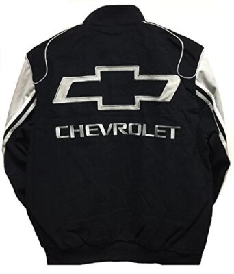Chevrolet Chevy Racing Cotton Twill Black Jacket JH Design New