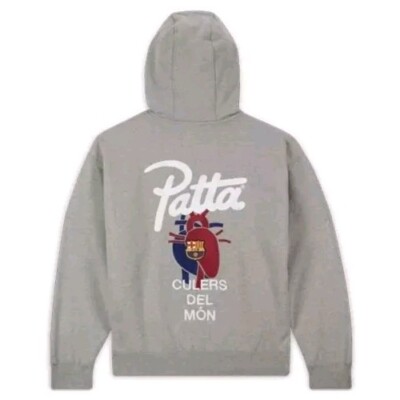 NEW Men's Size M Nike x Patta Grey Hoodie FCB FC Barcelona
