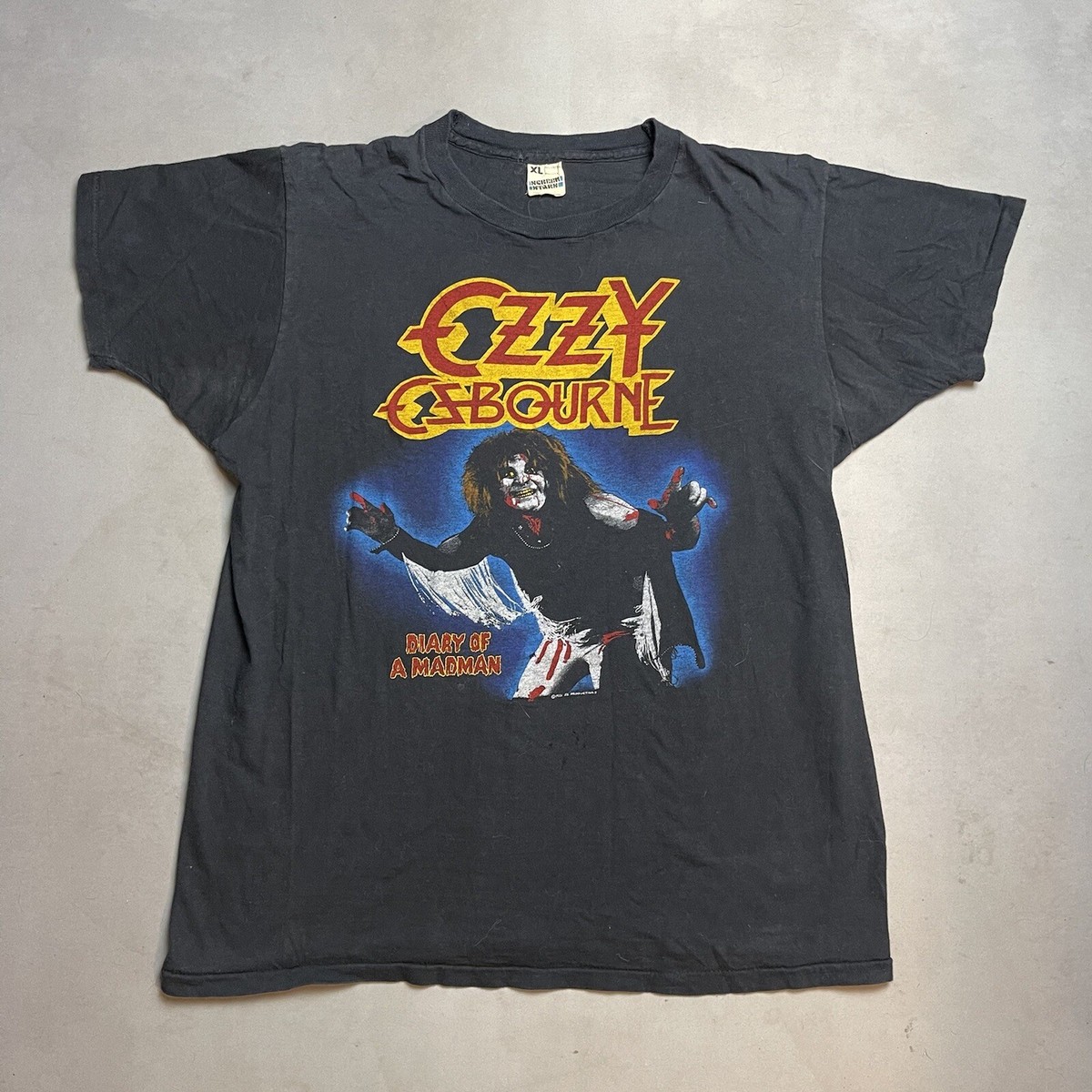 Vintage 80s Ozzy Ozbourne Diary of Madman Rock Tee Shirt Single