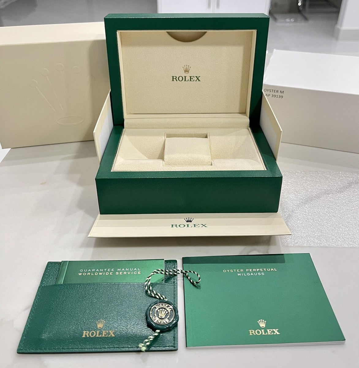 Authentic NEW STYLE ROLEX Watch Box MILGAUSS 116400 FULL SET