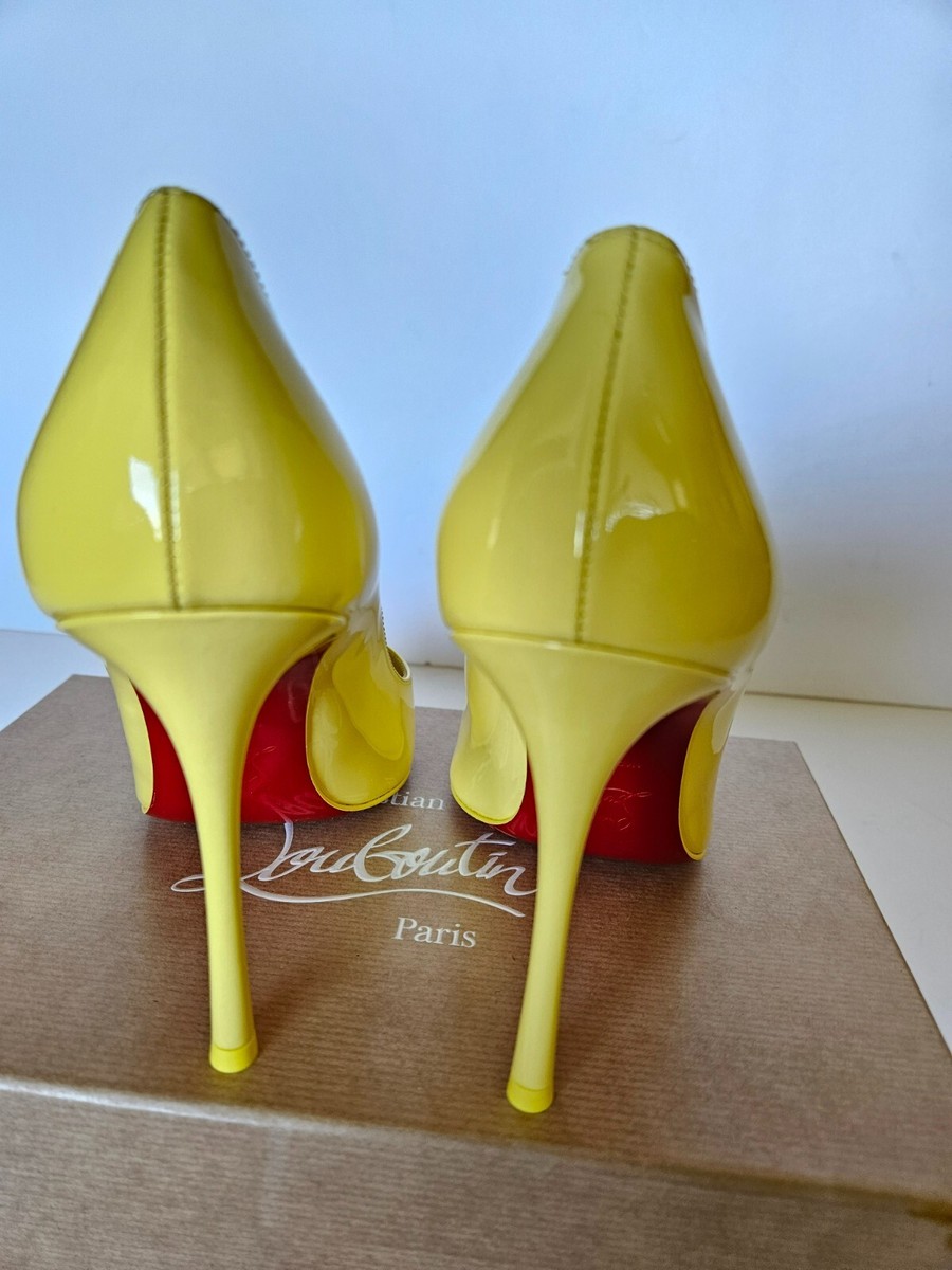 Christian Louboutin Dolly Patent Red Sole Pumps Yellow Eur 38/US 8